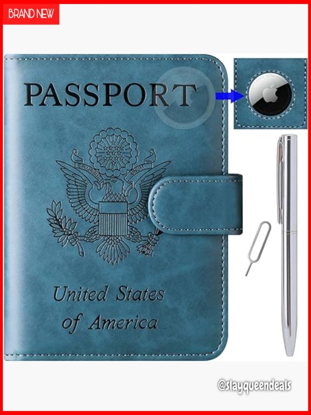RFID Blocking Passport Wallet with AirTag Slot Travel Accessory
